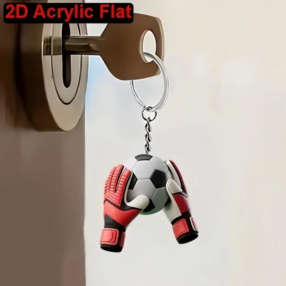 2pc Acrylic Ornaments 2D Flat Football Keychain Pendant Cute Car Keyring Decoration Part Football Fans for World Decorations