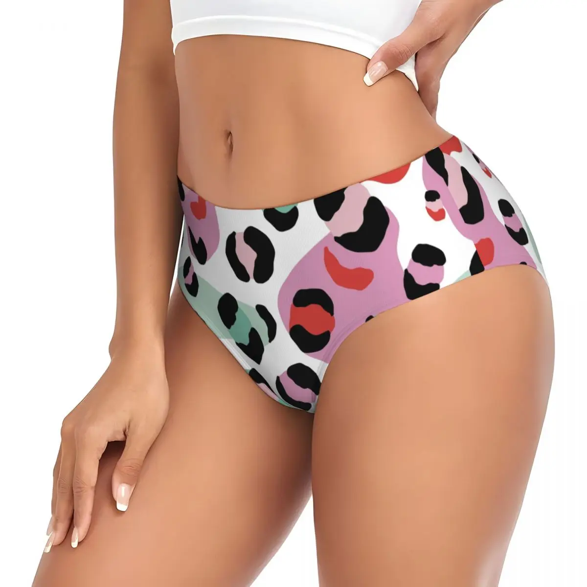 Bragas personalizadas con estampado de piel de leopardo para mujer, ropa interior elástica