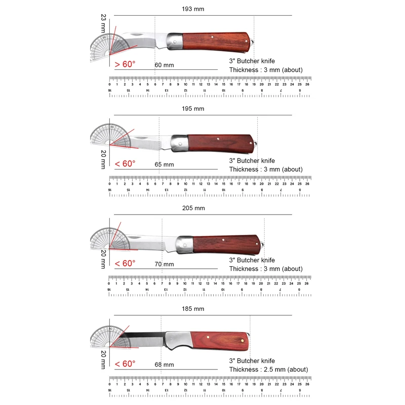 Grafting Knife Hand Forged Blade Boning Knife BBQ Slicing Meat Fruit Kitchen Knives Wood Handle Stainless Steel Folding Knife