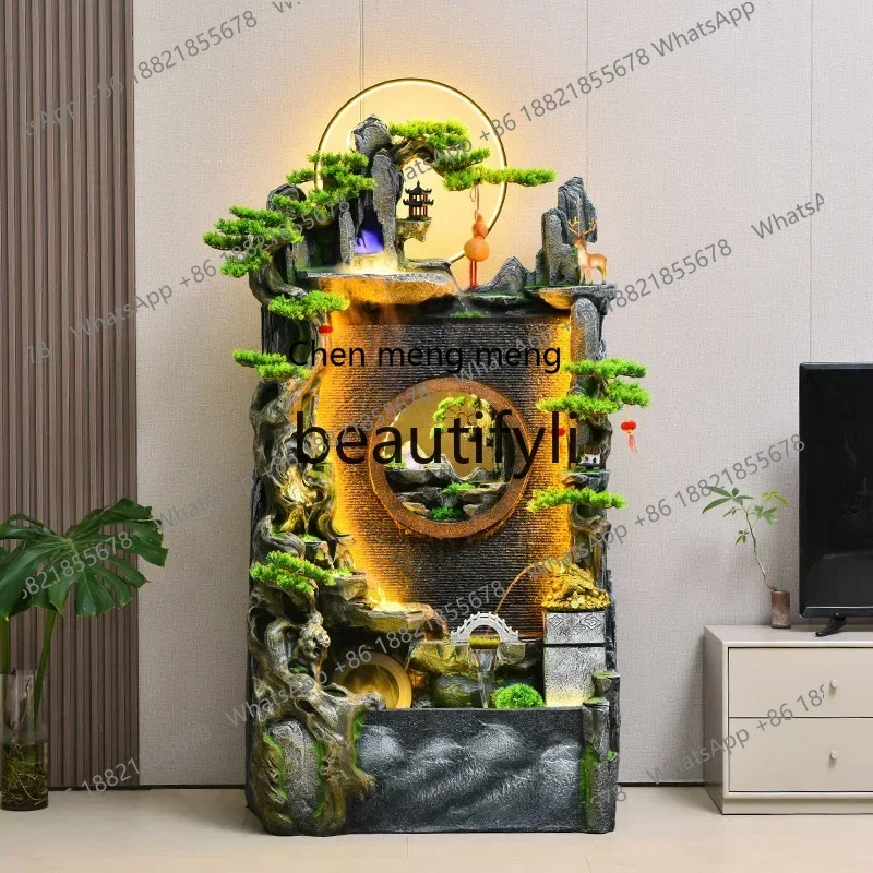 SS S7486 Living room entrance,flowing water partition, water curtain wall ornament, circulating water, rockery fountain floor la
