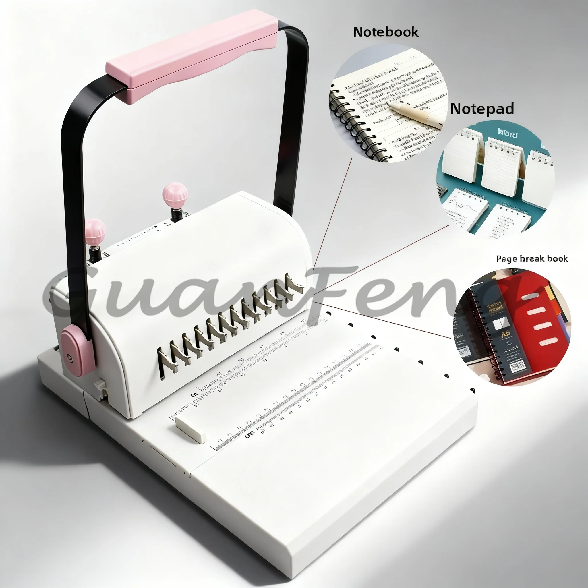 Mini Ring Binding Machine 12 Hole Multi-function Loose Leaf Hole Puncher for Notebook Paper Binding