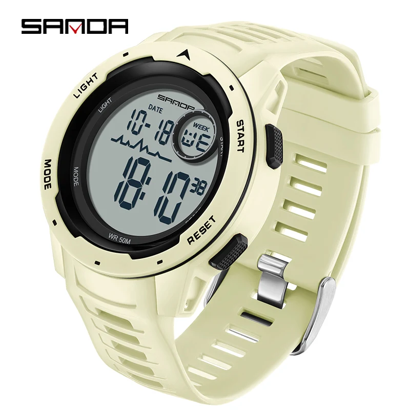 Sanda Mannen Sport Elektronische Horloge Luxe Stopwatch Led Licht Waterdichte Klok Fashion Heren Digitale Horloge Japan Batterij