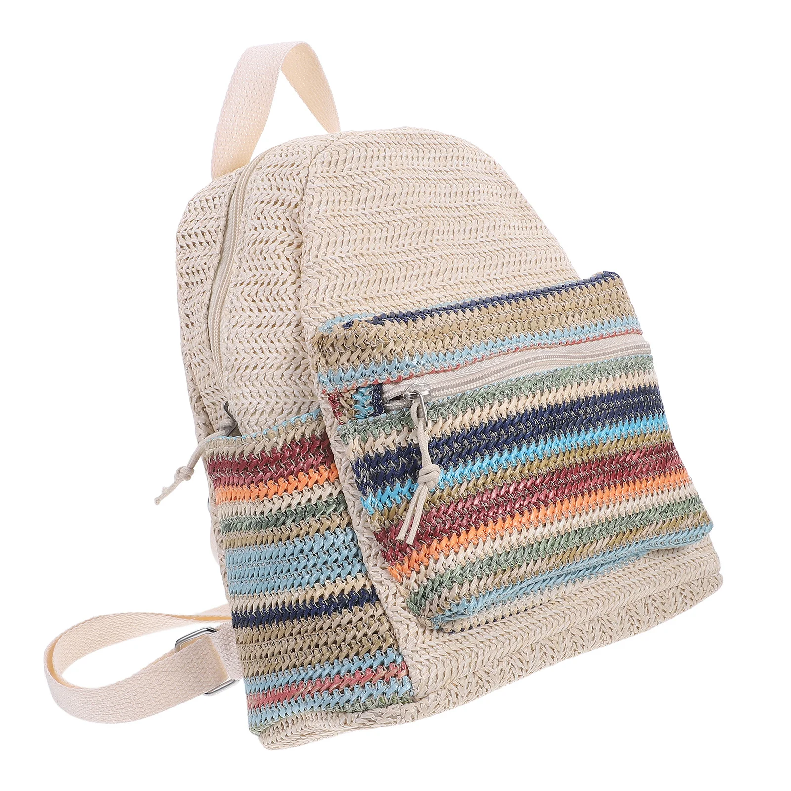 حقيبة ظهر منسوجة من البوليستر، حقيبة مدرسية أنيقة بسحاب، جيب أمامي، حزام كتف قابل للتعديل، حقيبة كمبيوتر محمول للسفر في الهواء الطلق #2