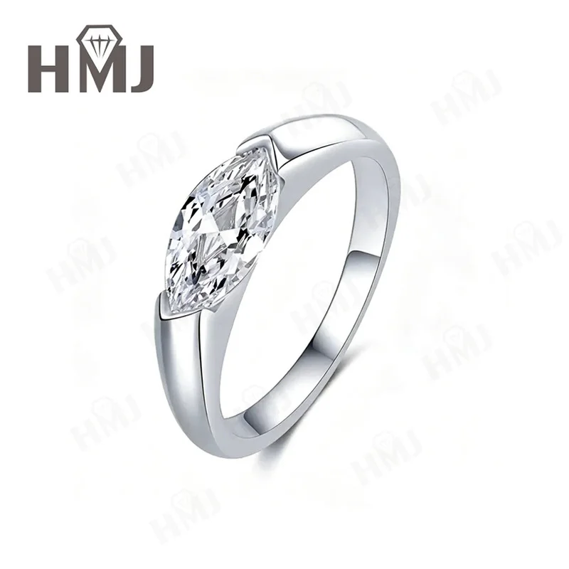 

925 Sterling Silver Moissanite Ring 1ct/2ct/3ct Marquise Cut D Color VVS1 Luxury Anniversary Birthday Gift for Her
