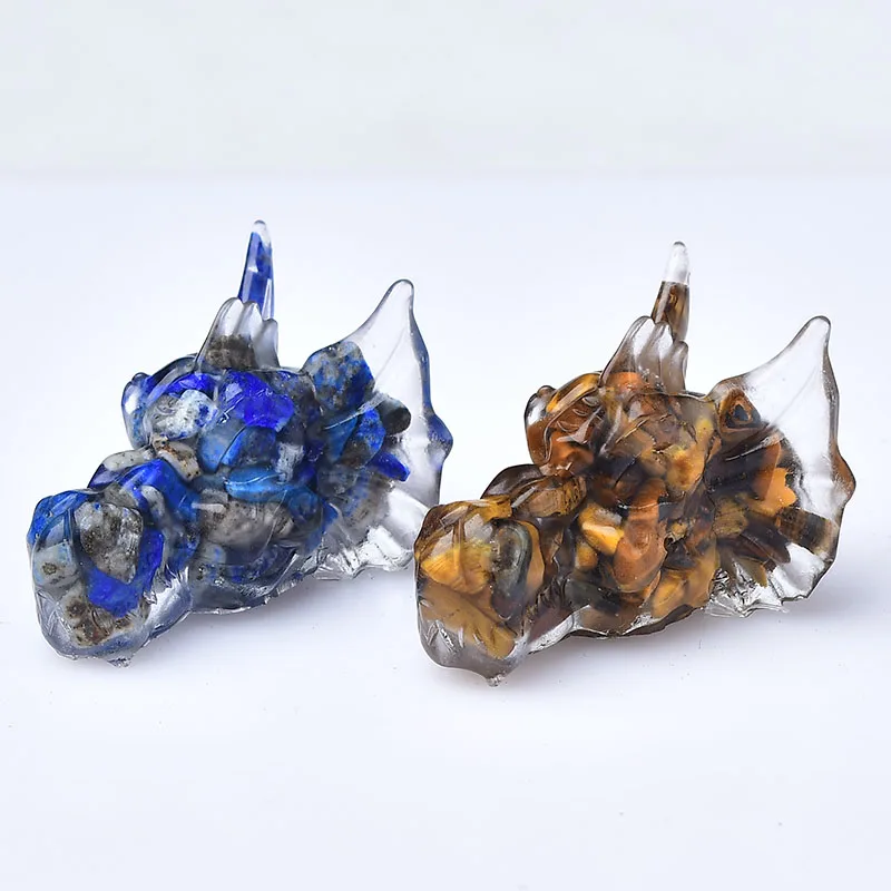 1PC Dragon Head Skull Figurine Craft Natural Crystal Gravel Reiki Orgonite Silicone Mould Resin Decor Jewelry Making Mold Chakra