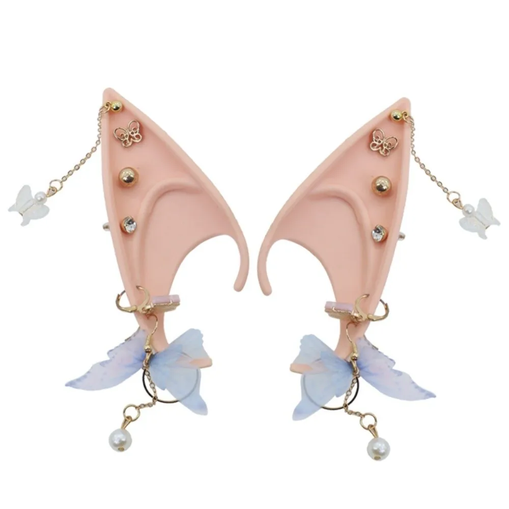 Cosplay Halloween Elf Oren Bos Vlinder Parel Legering Halloween Valse Oren Nep Piercing Oorbellen Cosplay Kostuum