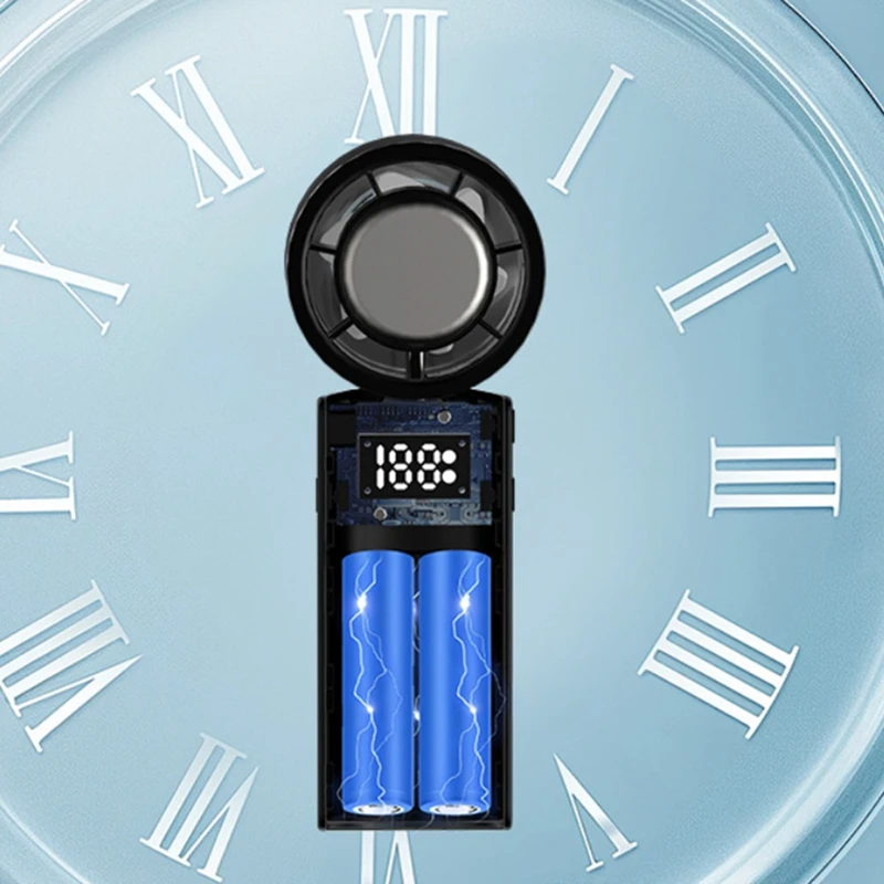 199 Speed Folding High Speed Fan Digital Display USB Charging Turbine Handheld Fan Ice Compress Small Steel Cannon Fan-A13G