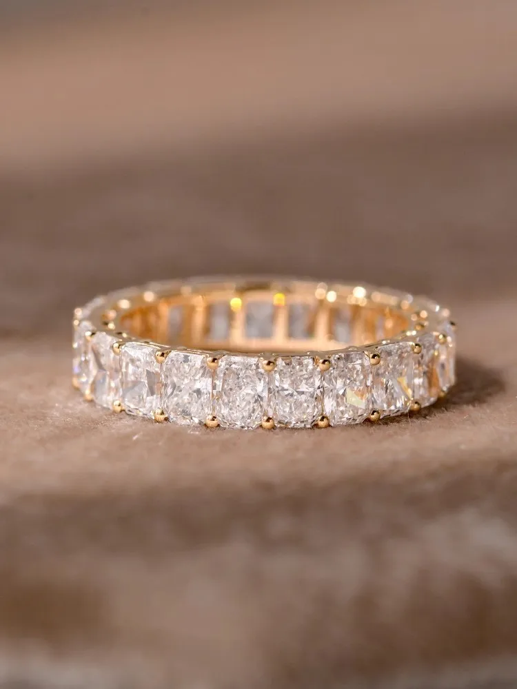 خاتم زفاف ماسي من الذهب عيار 18 قيراط مصنوع من الماس المزروع بألوان DEF تتراوح من 0.2 قيراط إلى 0.5 قيراط خاتم الفرقة الخلود #5