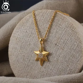 ORSA JEWELS S925 Silver Six-pointed Star Pendant Necklace Fashion Hiphop Hexagram Women Men Pendnat Choker Chai Jewelry Gift NMN12