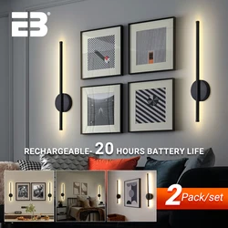 2-pack Rechargeable Wall Light LED 50 80cm Dimming Indoor Wall Sconce with Remote Control Beside Bedroom Lamp Home Decor