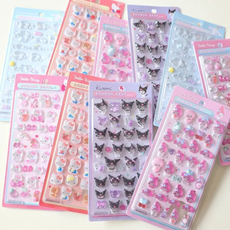 

Cinnamoroll Kuromi My Melody Pompom Purin 3d Resin Stickers Set Anime Themed Diy Scrapbooking Decoration Gifts Collectible Toys