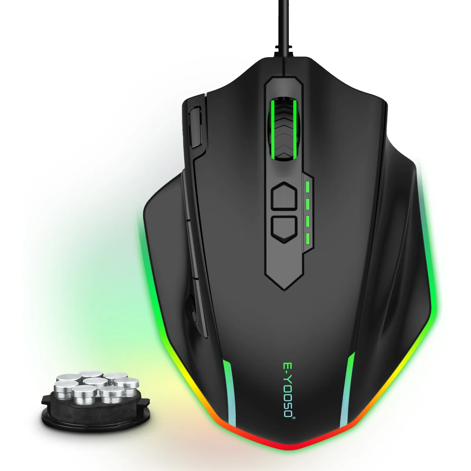 E-YOOSO X-41 Kabelgebundene Gaming-Maus, 12400 DPI, RGB-Hintergrundbeleuchtung, 11 programmierbare Tasten, einstellbares Gewicht, ergonomische Gamer-Mäuse