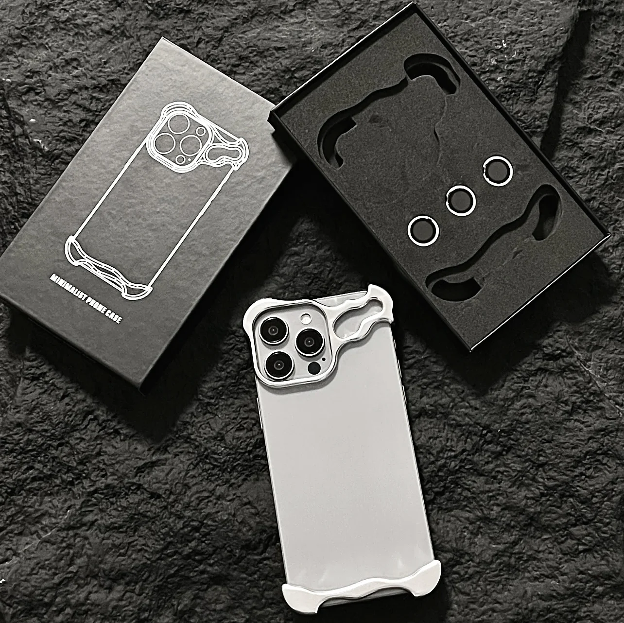 Lrregular-funda de teléfono parachoques de Metal para IPhone 13, 14, 15, 16 Pro Max Plus, con protección de película de lente, cubierta de aleación