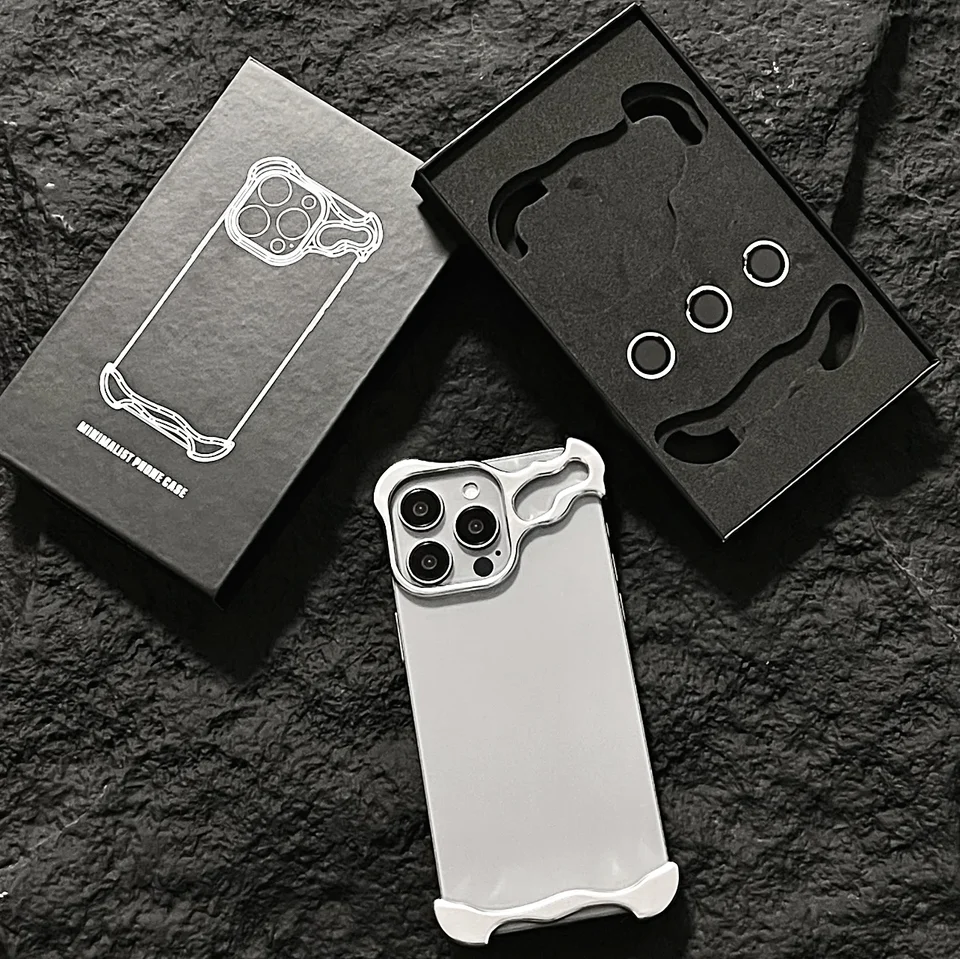 Funda de metal irregular con protección para cámara para iPhone Air 13 14 15 16 17 18 Pro Max Plus, cubierta de aluminio a prueba de golpes 3