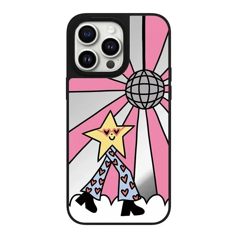 

Mirror Surface Cartoon Star Flower Phone Case Cover for iPhone 11 12 13 14 15 Pro Max Case for iPhone 15 ProMax