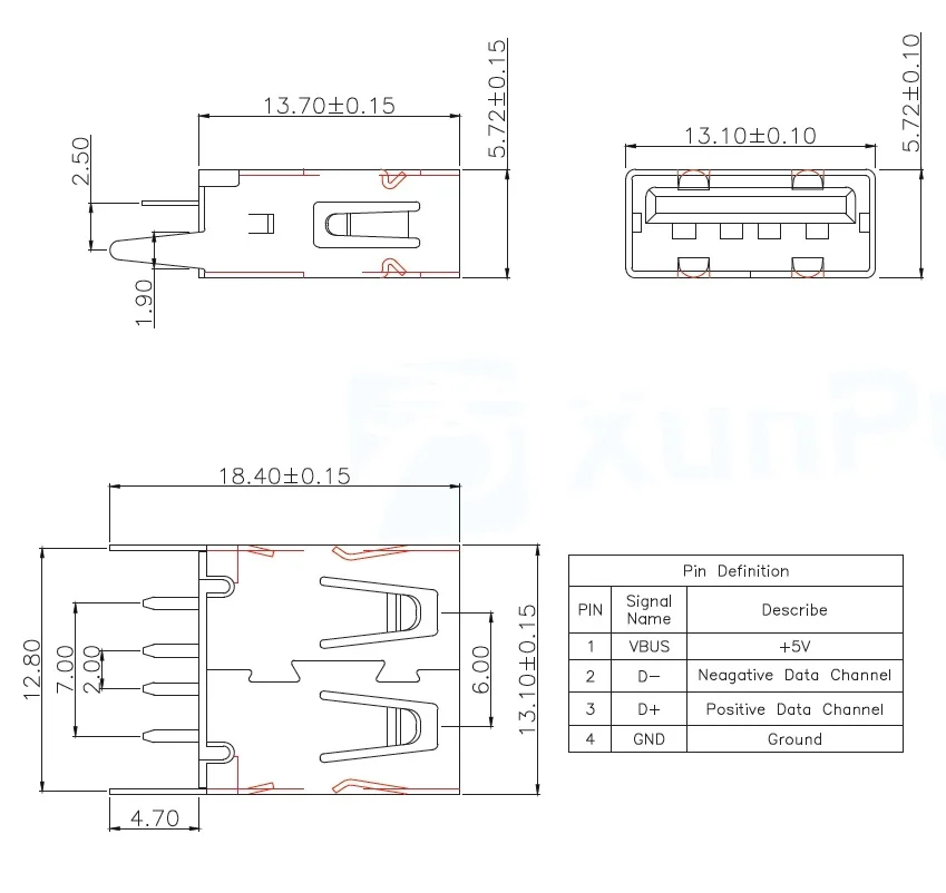 10 個/USB-256-Brwh130 USB-256-Brwh137 USB-256-Brwh150 USB コネクタ