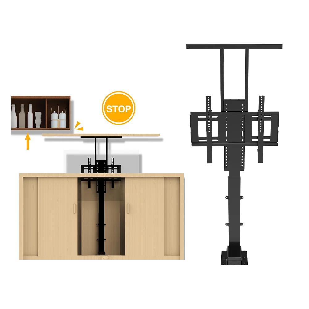 32-70 Inch Electric TV Cabinet Lifter TV Lift Stand with Automatic Height Adjustment Lcd Monitor Lift Motorized TV Lift
