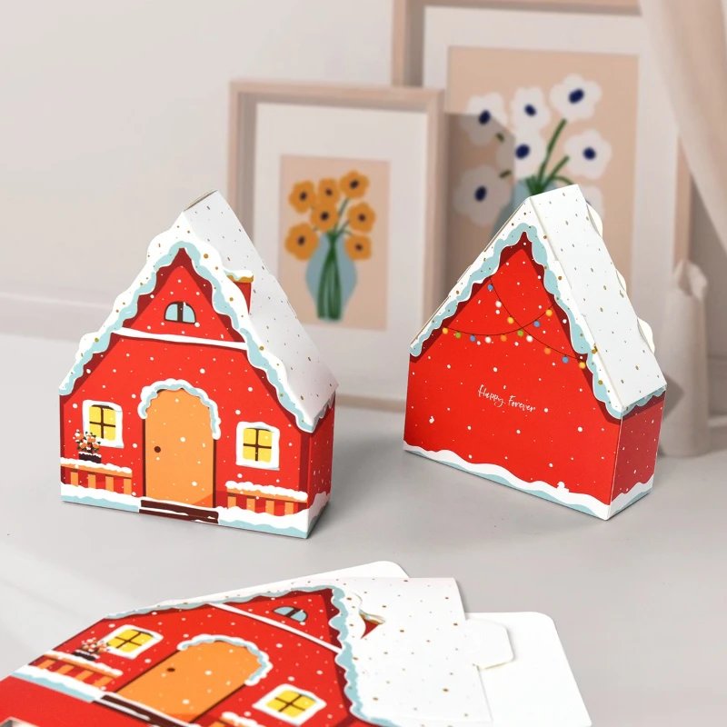 10/30/50 Stück Weihnachten Süßigkeiten Box Haus Form Geschenkboxen Frohe Weihnachten Dekorationen 2025, Weihnachten Neujahr Party Geschenk Verpackung Taschen