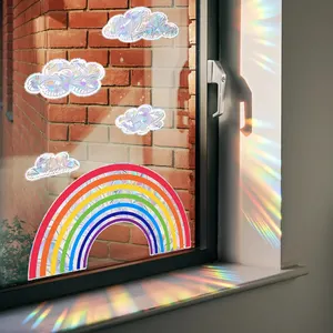 Regenbogenwolken Wandaufkleber, Sonnenlicht, schillernde Glasscheibenfenster, Heimdekoration 12 Hauptverkaufsaufkleber Arco Iris Fenster - №7