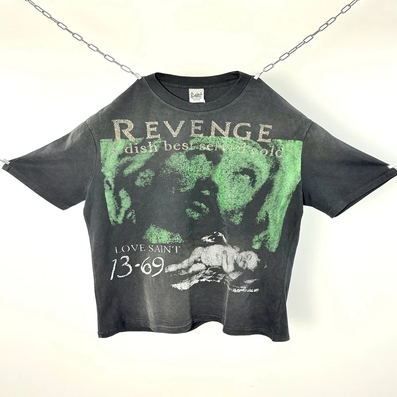 

Saint Bj Re White Ink Direct Spray American Waed ex ort Sve T-irt Summer Loose Fit Pure Cotton round Ne