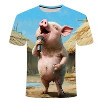 Funny Pig Graphic T Shirts Summer Children T-Shirt Short Sleeve Girls Clothes 7 to 8 Years Children Top Round Neck Kids Clothes