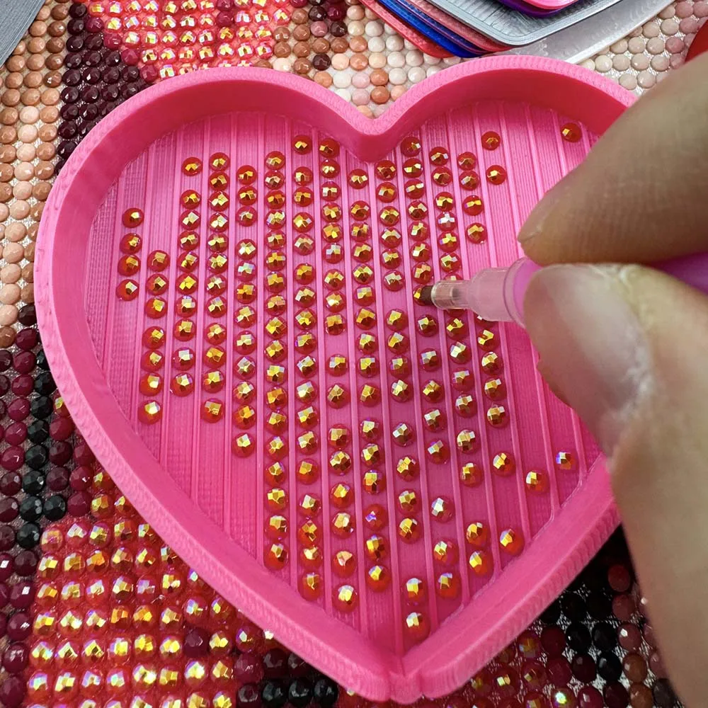 

8pcs 3D Love Diamond Painting Tools Trays Beads Organize Storage Container Trays Diy Colorful Embroidery Accessories with Lid