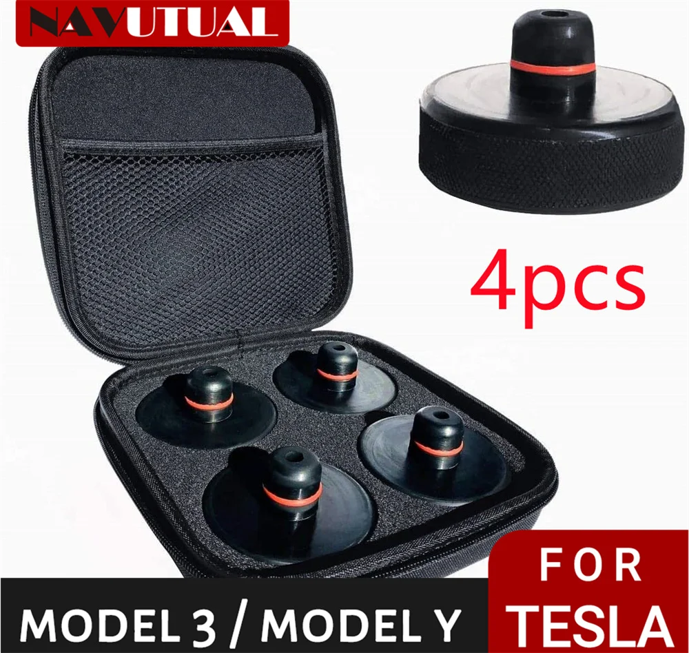 

For Tesla Model 3 Y Model S X 4Pcs Car Rubber Lifting Jack Pad Adapter Tool Chassis Storage Case Suitable Car Accessories