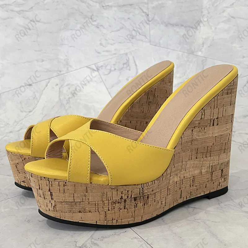 Rontic 2021 Women Platform Slingback Sandals Slippers Unisex Wedges Heel Open Toe Gorgeous Nude Beach Casual Shoes US Size 5-20 view 2