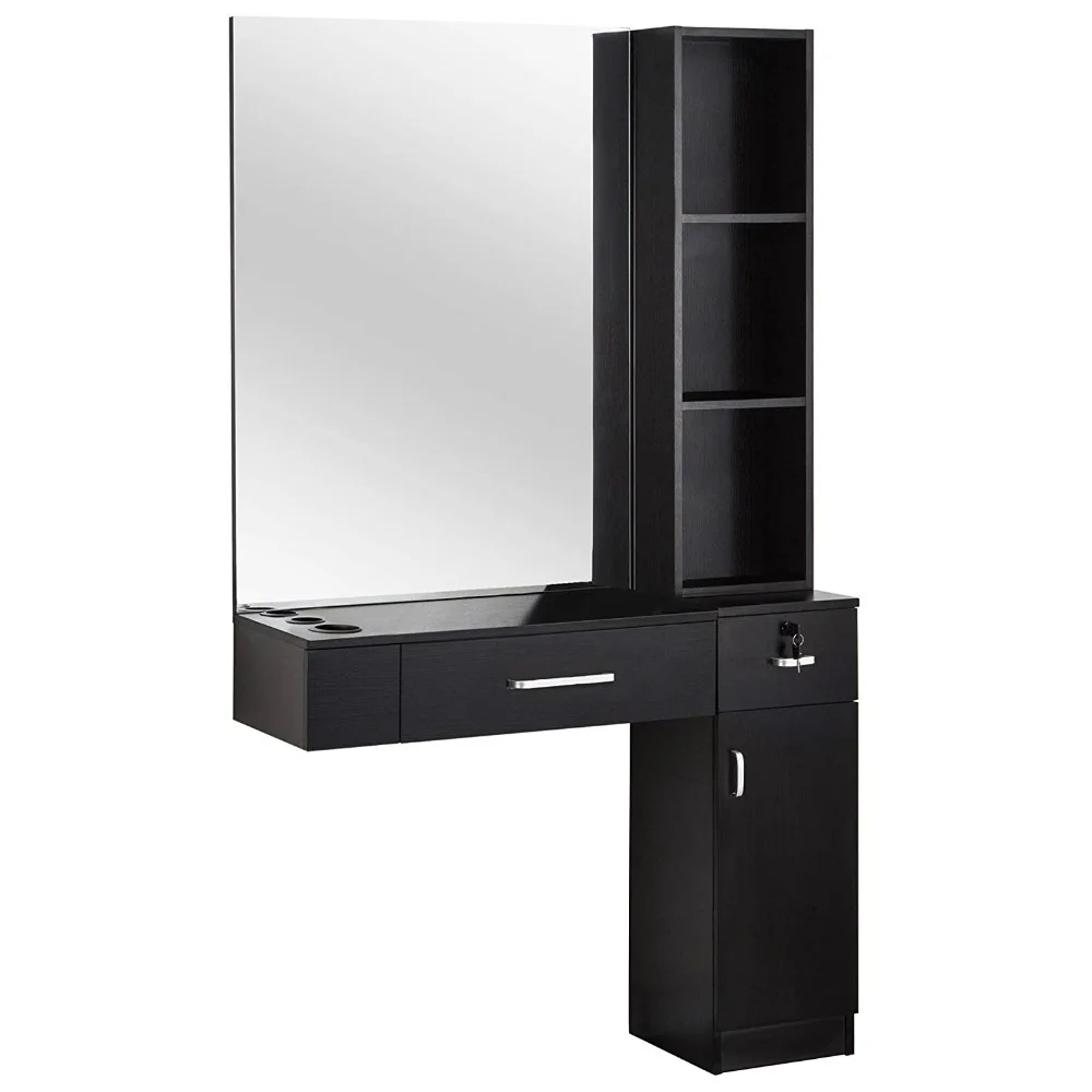 LMM Barber Shop Barber Shop Mirror Table Hanging Cabinet Hairdressing Furniture Barber Chair