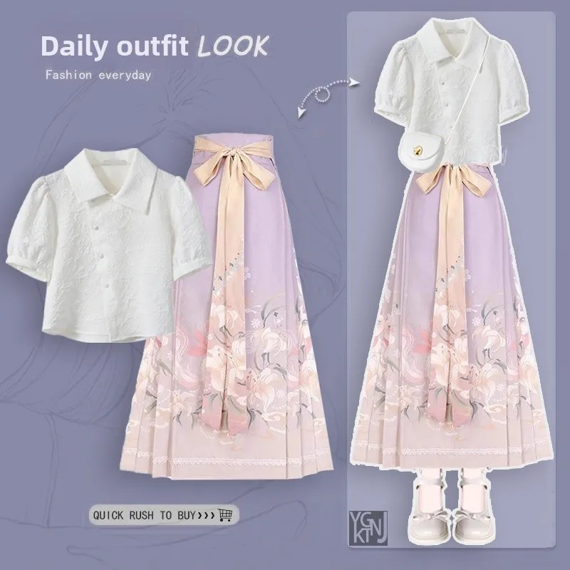 

Новая китайская национальная тенденция Sle, улучшенная Misoa Píng Qún, лето 2025 г., новая высококачественная футболка Hanfu, топ, одежда небольшого размера