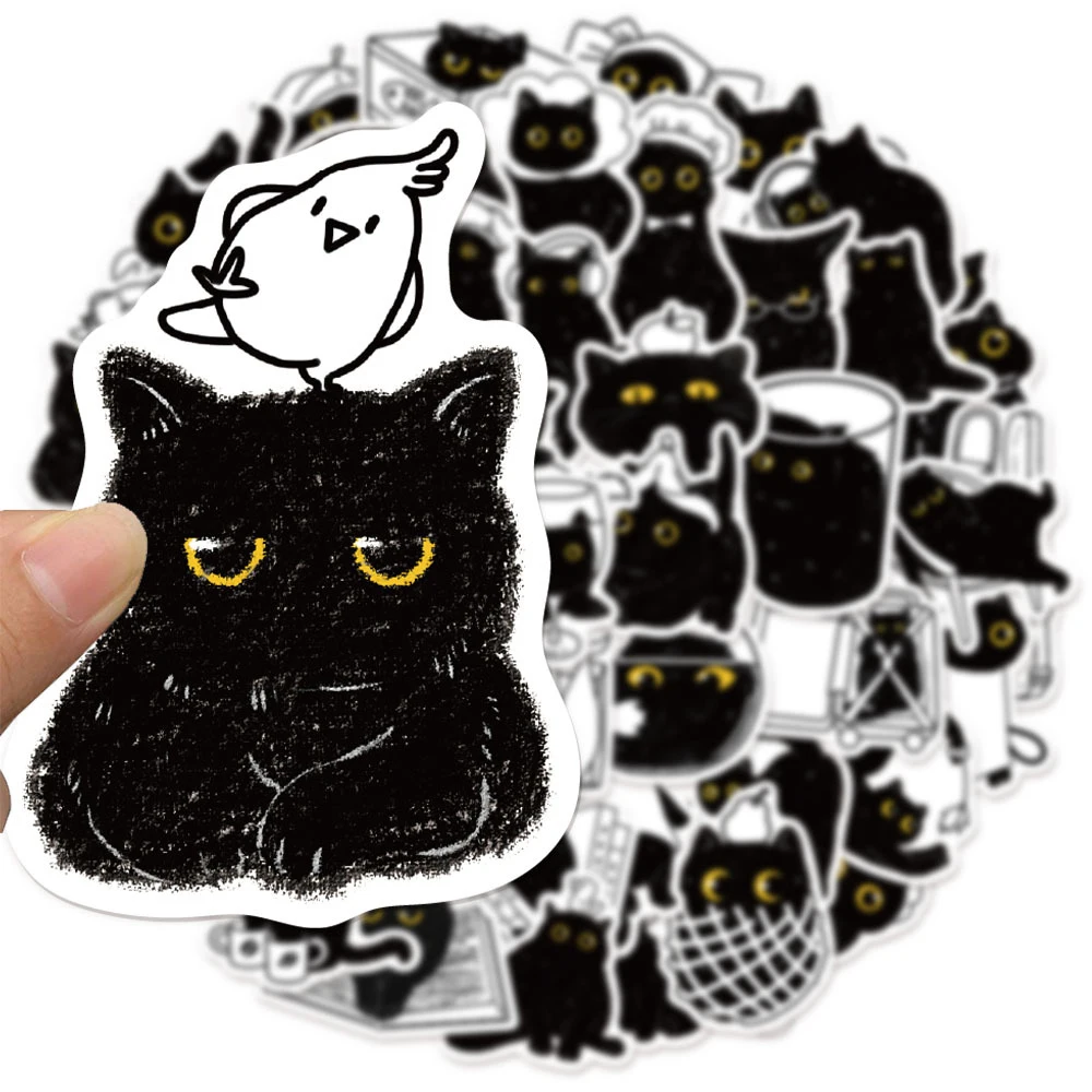 10/30/50pcs Cute Cartoon Black Cat Stickers Waterproof Graffiti Decals for Skateboard Phone Luggage Car Kawaii Kid Sticker Decor