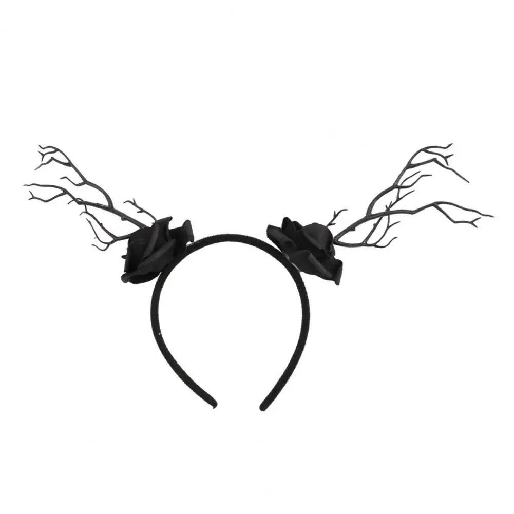 Bone Claw Branch Headband Rose Skull Skeleton Hand Headpiece Halloween Floral Hair Hoop for Women Novelty Cosplay for Parties