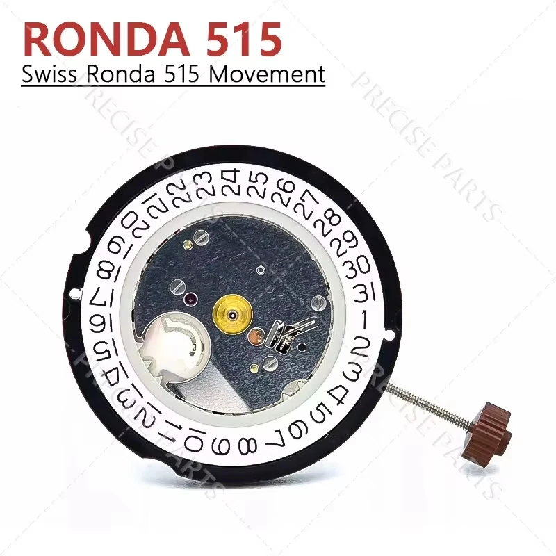 Movimiento Ronda515 Movimiento Ronda 515-3 Tamaño 3 mm 111⁄2''' 25,60 mm Fecha de 3 manecillas Visualización a las 3 en punto/6 en punto