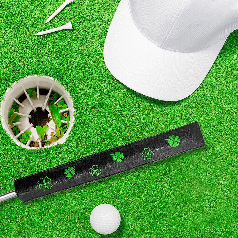 Golf Alignment Stick Cover Four Leaf Clover Golf Club Protector PU Leather Waterproof Dustproof Protection Auxiliary Accessories