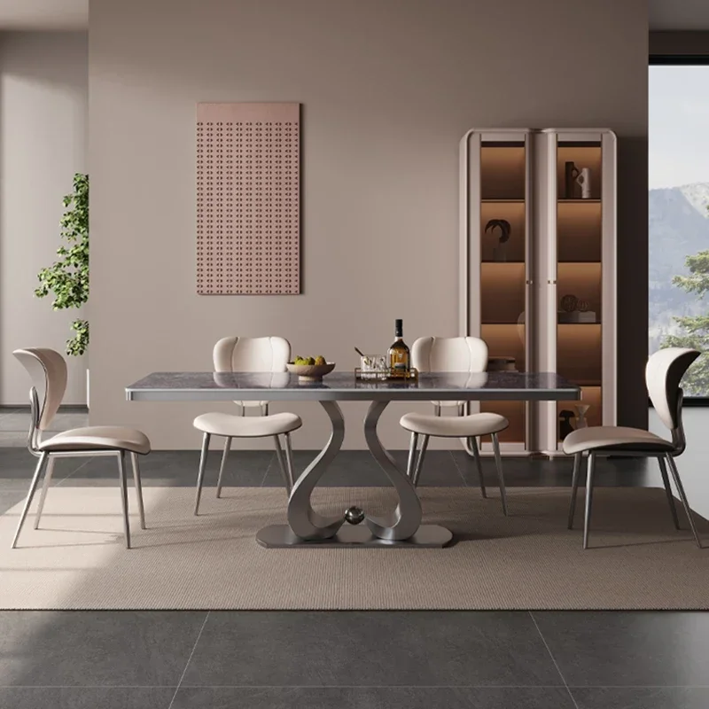 Wood Vinyl Dining Table Modern Extendable Extensio Industrial Dining Table Legs Metal Muebles De CocinaKitchen Furniture