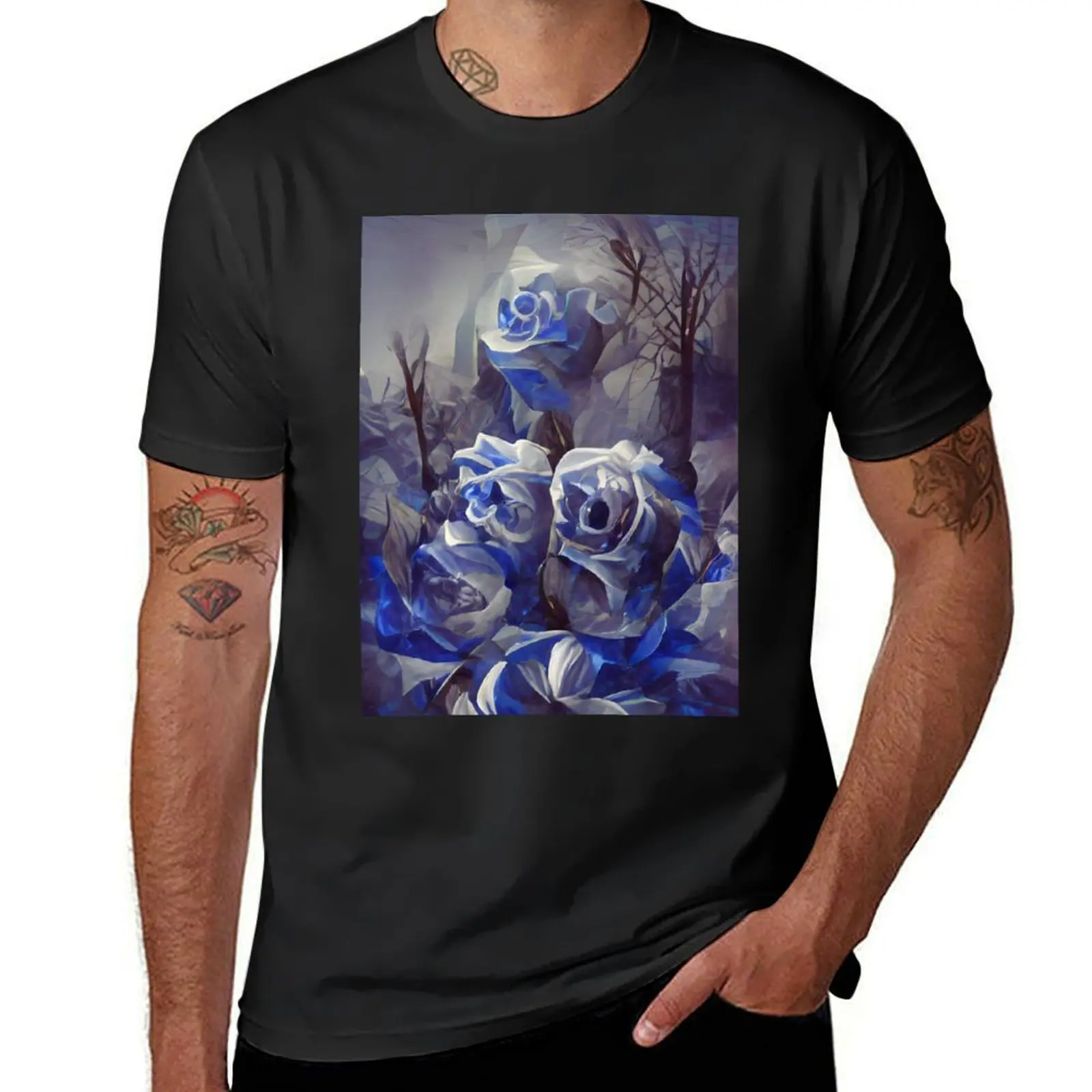 Blue Roses in Winter T-shirt customs cute clothes vintage clothes t shirts men