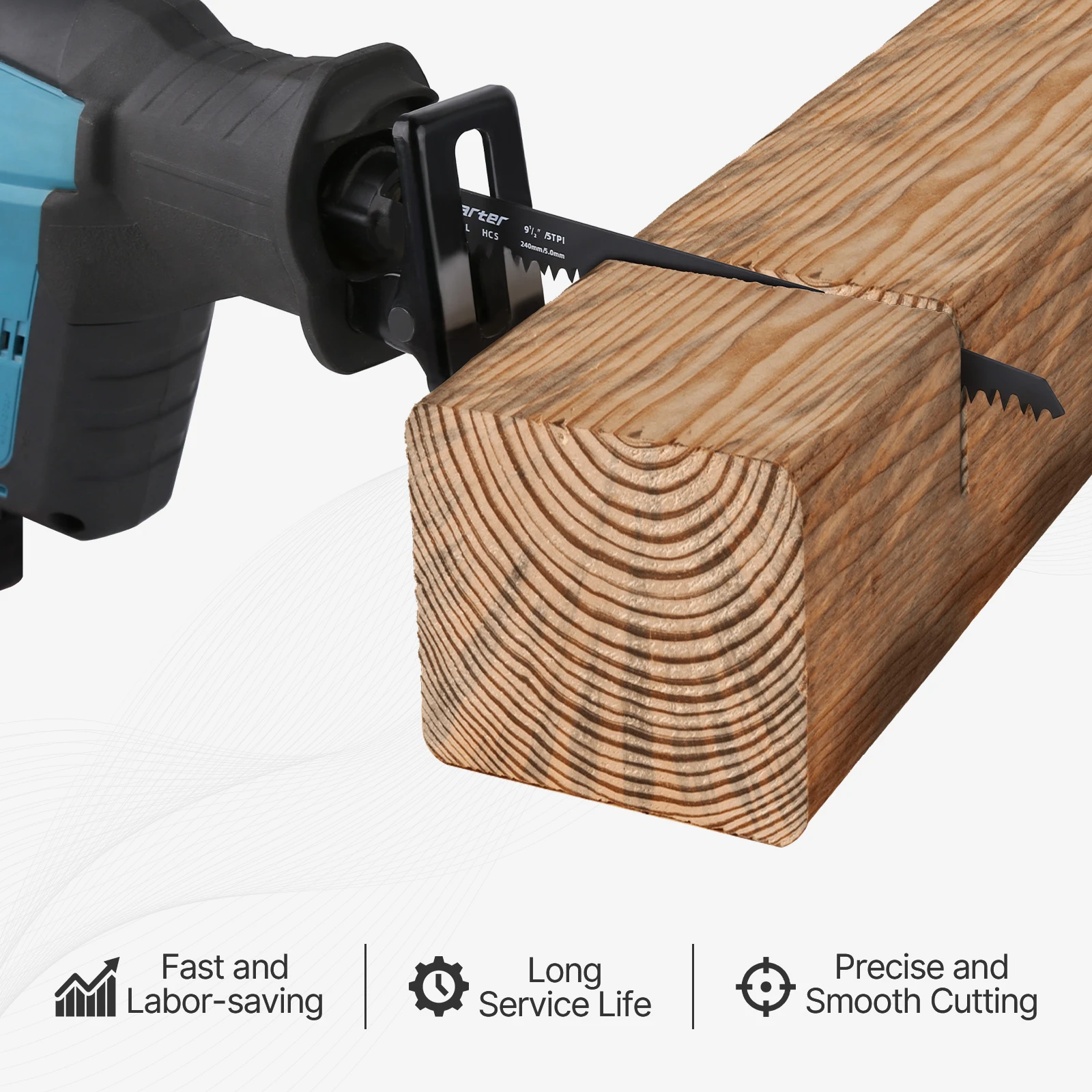 Vearter 5 Pçs/set S1531L Lâminas de Serra Alternativa 5TPI HCS Sabre Saw 240mm Para Curso de Corte Plactics de Troncos de Madeira úmida e úmida