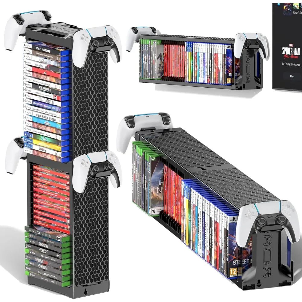 

Универсальная стойка для дисков для видеоигр, держатель для хранения вещей для PS5, PS4, XBOX One, серии, Nintendo Switch с подставкой для контроллера