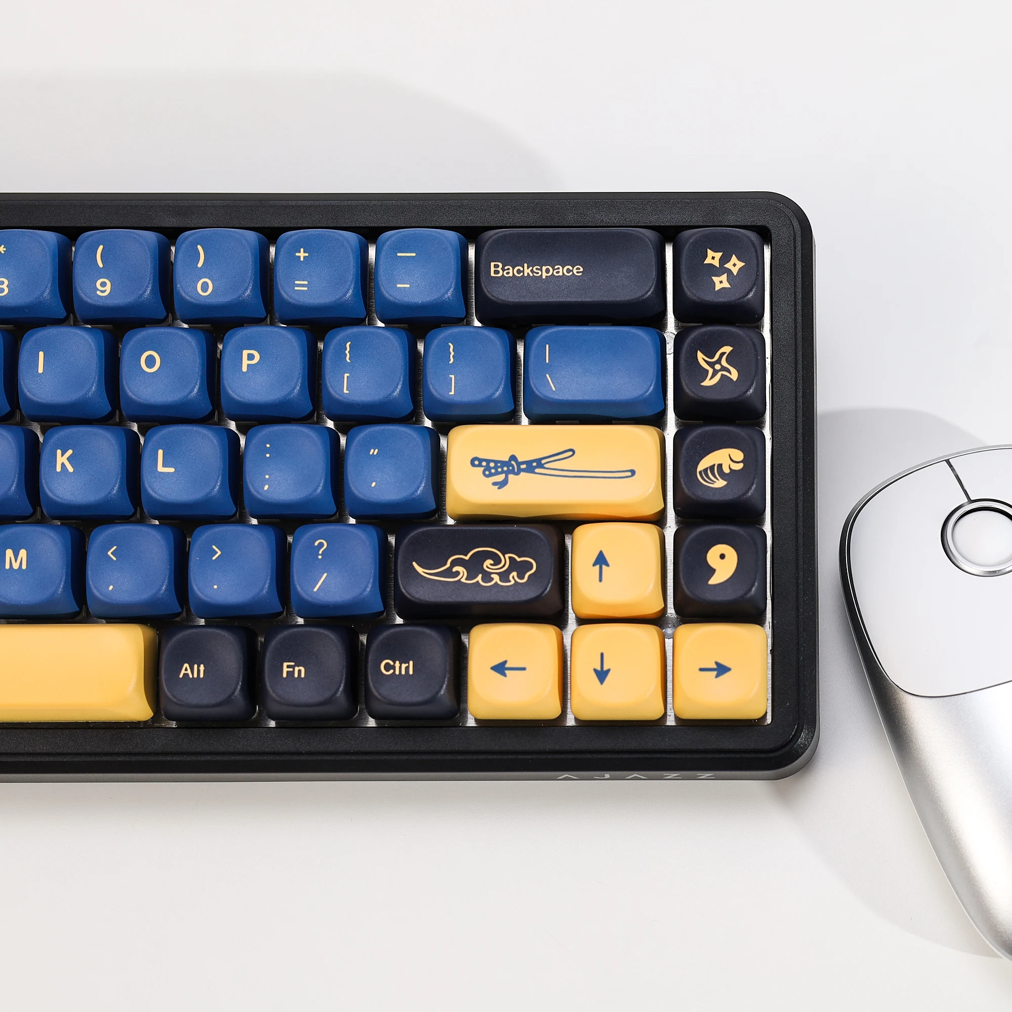 KBDiy GMK Blue Samurai Tastenkappen Retro KOA MOA PBT Keycaps ISO Custom für 75% 60% Magnetische Gaming Mechanische Tastatur KIT Tastenkappen – Detail 10