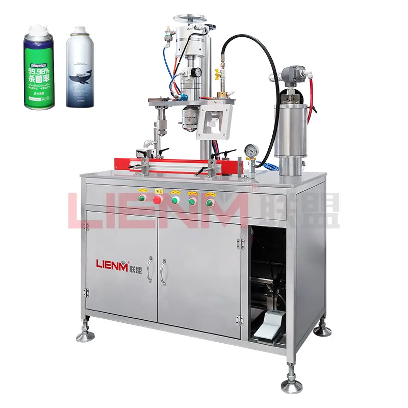 High Quality Spray Paint Bag on Valve Aerosol Filling Machine and Aerosol Can Sealing Machine Wood Case Oil Packing Machine