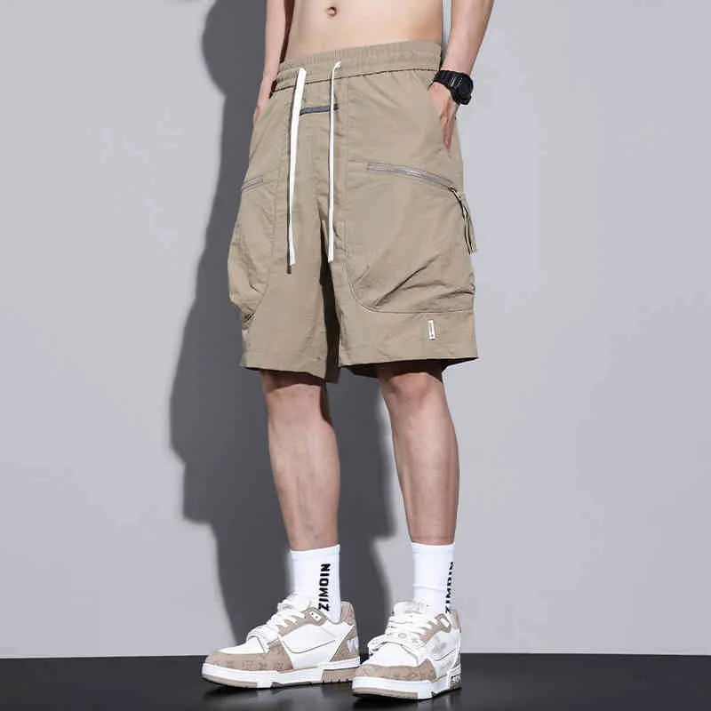 

Летние быстросохнущие шорты-карго с карманами на молнии для мужчин, модные прямые шорты-бермуды в стиле хип-хоп для спортзала Y2K, уличная одежда, шорты, панталоны