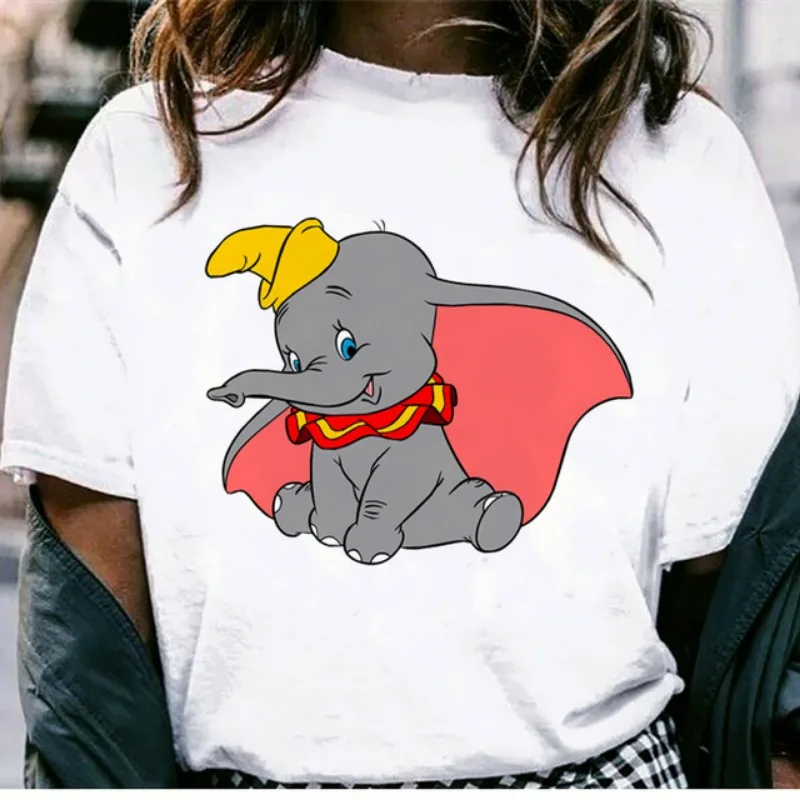 Elephant Dumbo Cartoon Cute Elephant Parent-child Loose Short-sleeved T-shirt Women\'s Summer Casual Cotton Plus Size T-shirt