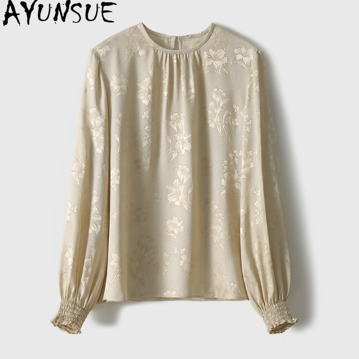 

AYUNSUE Heavyweight Silk Women's Blouses Chinese Style Long Sleeve Tops for Woman Jacquard Blouse Woman Clothes Spring Одежда