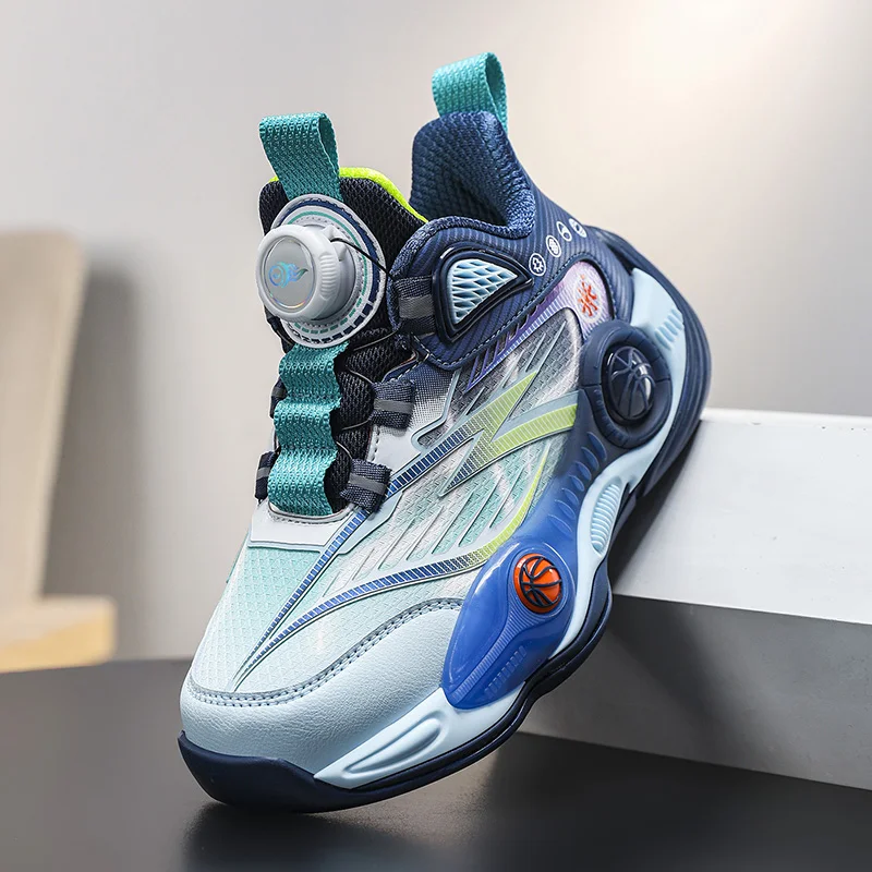 

Children‘s Leather Basketball Sneakers Non-slip Basketball Training Shoes Kids Lace-up Athletic Shoes Cushioned Running Shoes