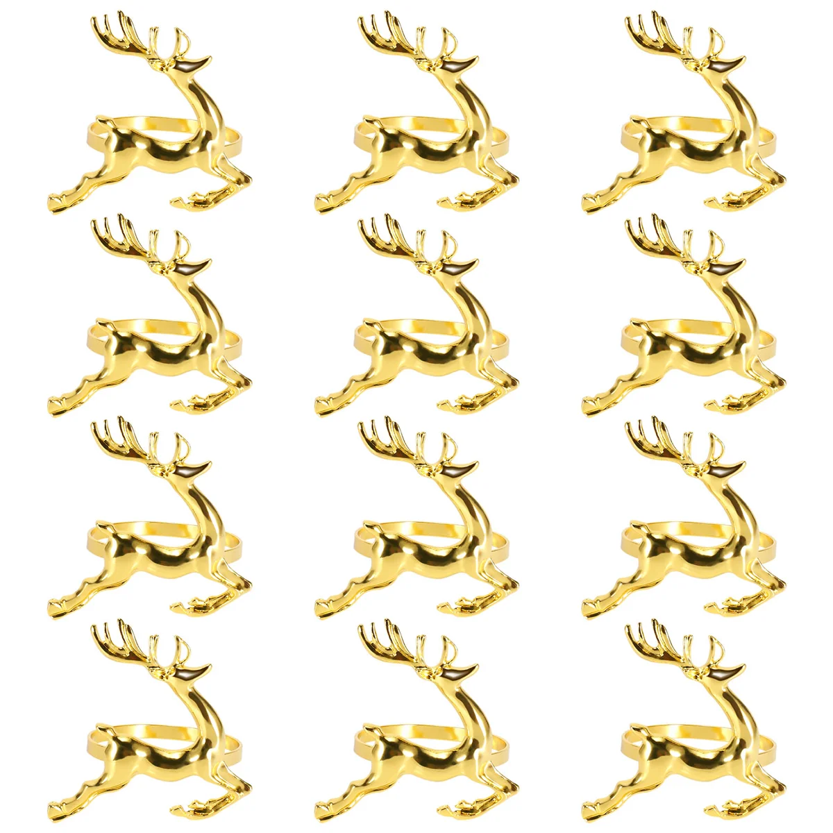 12Pcs Christmas Deer Napkin Rings Gold Alloy Napkin Buckle Napkin Ring Holder Hotel Restaurant Wedding Dinner Table Decoration