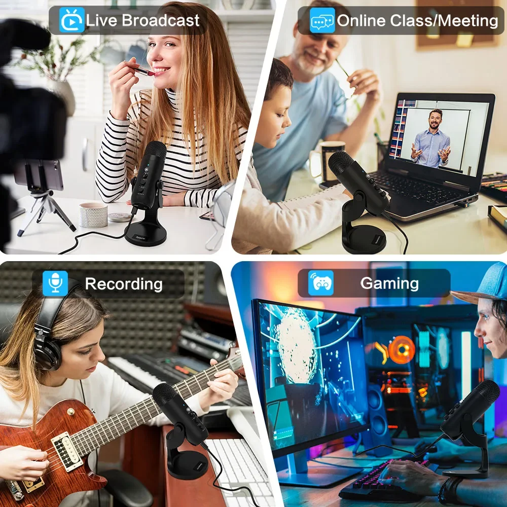 Haomuren Microfono a condensatore USB professionale Microfono di registrazione Youtube per PC Computer Telefono Gaming Streaming Podcasting K66
