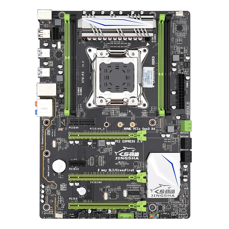 JINGSHA X79P3 QUAD Channel Motherboard ATX USB3.0 SATA3.0 LGA 2011 Gaming Motherboard Support Mainboard 64GB DDR3 REG ECC M.2