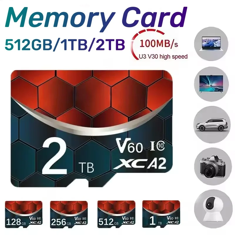 High Speed Micro SD Memory Card 2TB 4K Full HD Video Compatible with Phone GoPro Action Camera 128GB 256GB 512GB 1TB 2TB