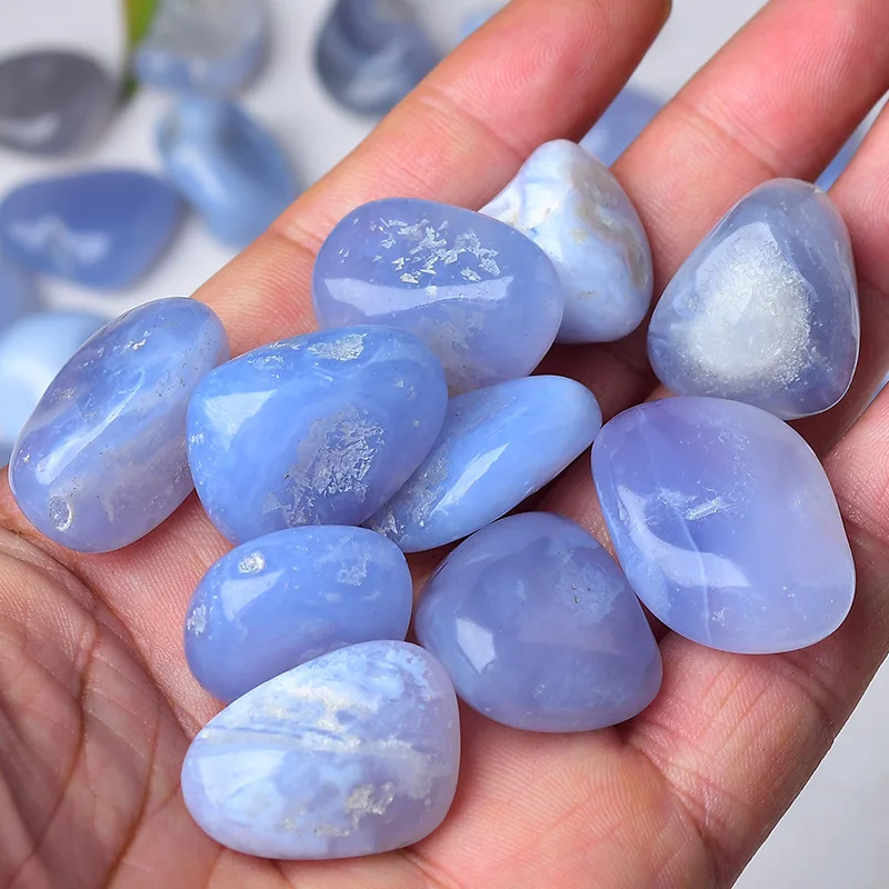 Blue Chalcedony Agate Natural Stone Healing Crystal Reiki Bulk Gem Quartz Mineral Collection for Tank Aquarium Garden Home Decor