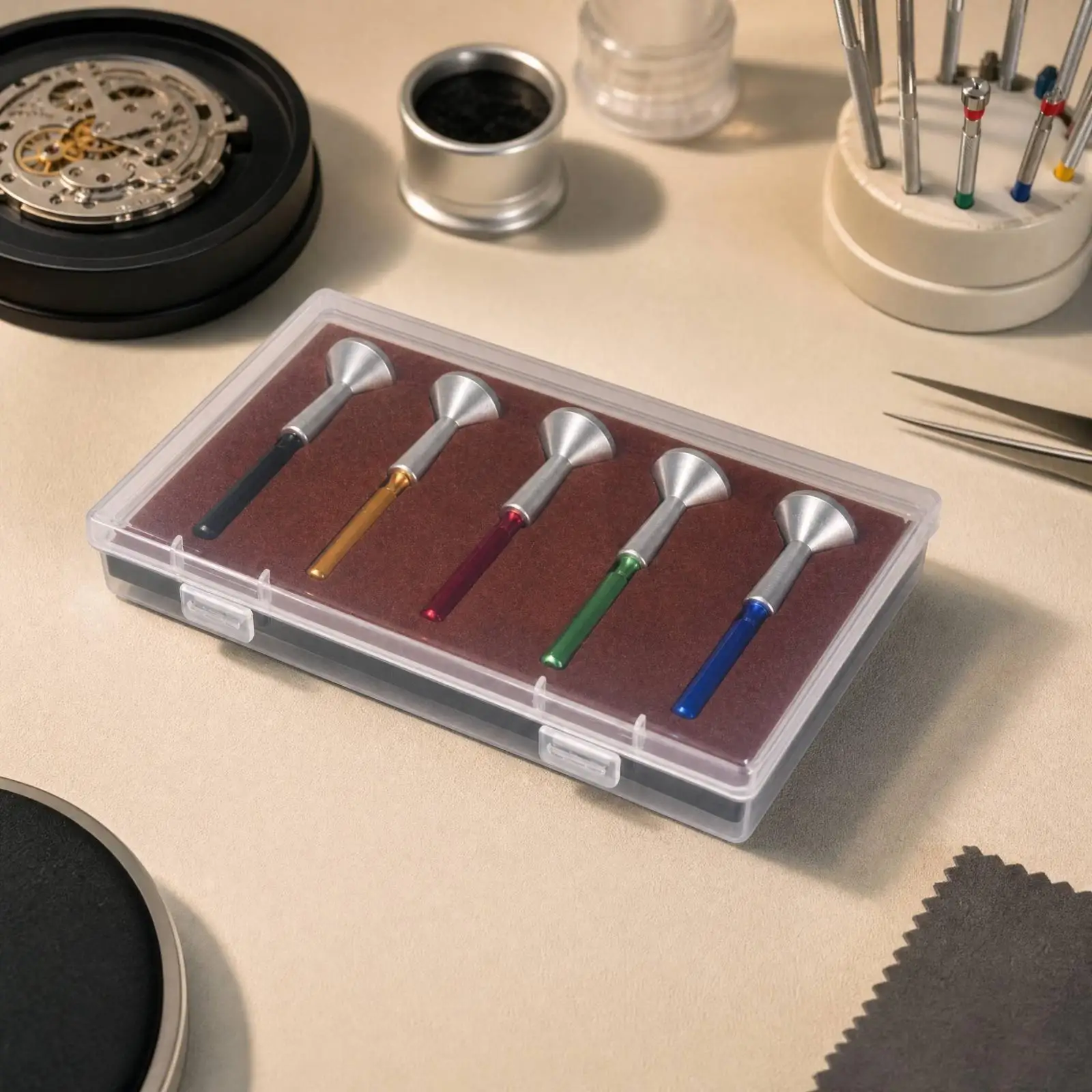 5 Pieces Metal Watch Oiling Pen with Precision Pointed Tip Oiling Pen with Transparent Storage Case Precision Pointed Tip Oiler